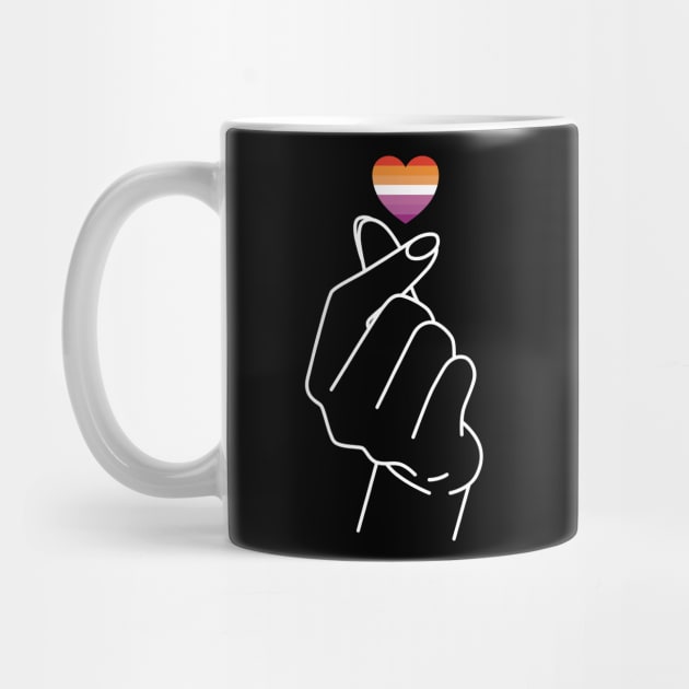 Lesbian Pride Flag Korean Love Sign by superdupertees